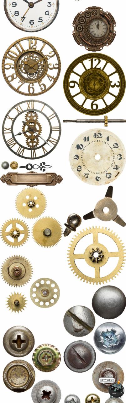 图片[2]-齿轮螺帽螺丝时钟金属零件元素图片平面后期合成用PNG免抠图素材-设计猿