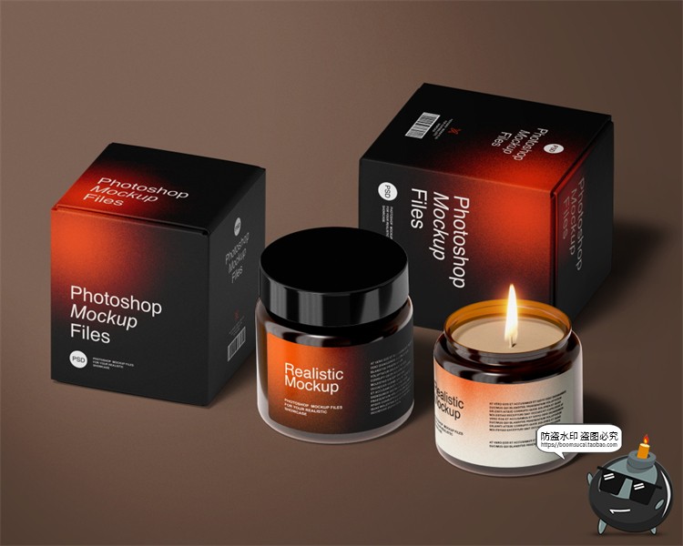 图片[5]-渐变噪点颗粒质感蜡烛灯火炷半调纸盒包装盒样机贴图PSD模板素材-设计猿