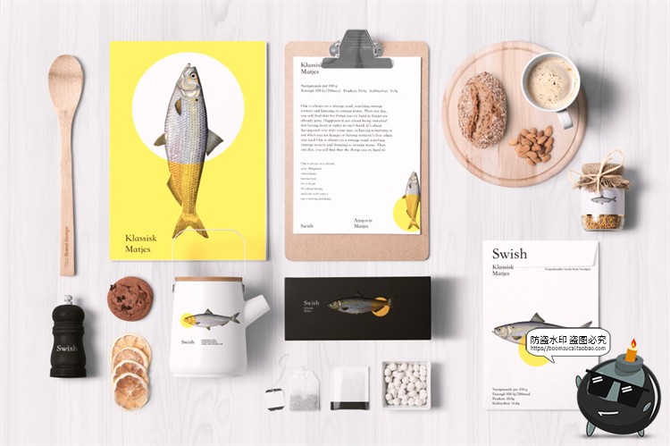 图片[1]-海鲜餐饮美食VI提案衍生周边产品品牌智能贴图样机PSD模板PS素材-设计猿