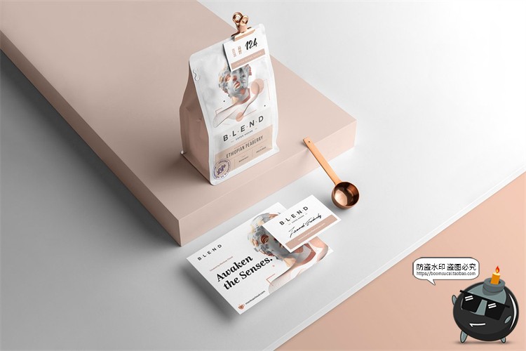 图片[15]-咖啡品牌VI提案杯子咖啡豆茶壶展示场景智能贴图样机PSD模板素材-设计猿