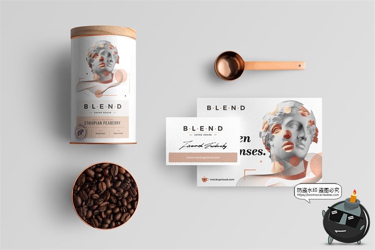 图片[18]-咖啡品牌VI提案杯子咖啡豆茶壶展示场景智能贴图样机PSD模板素材-设计猿