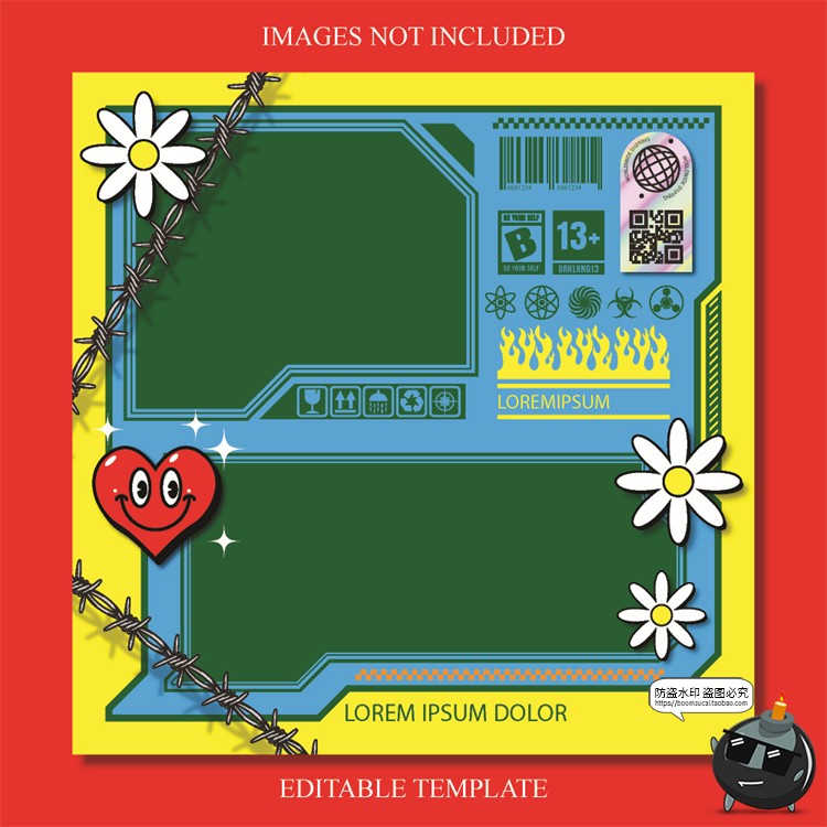 图片[3]-复古90年代赛博机能边框几何潮牌服装海报排版AI文件矢量模板素材-设计猿