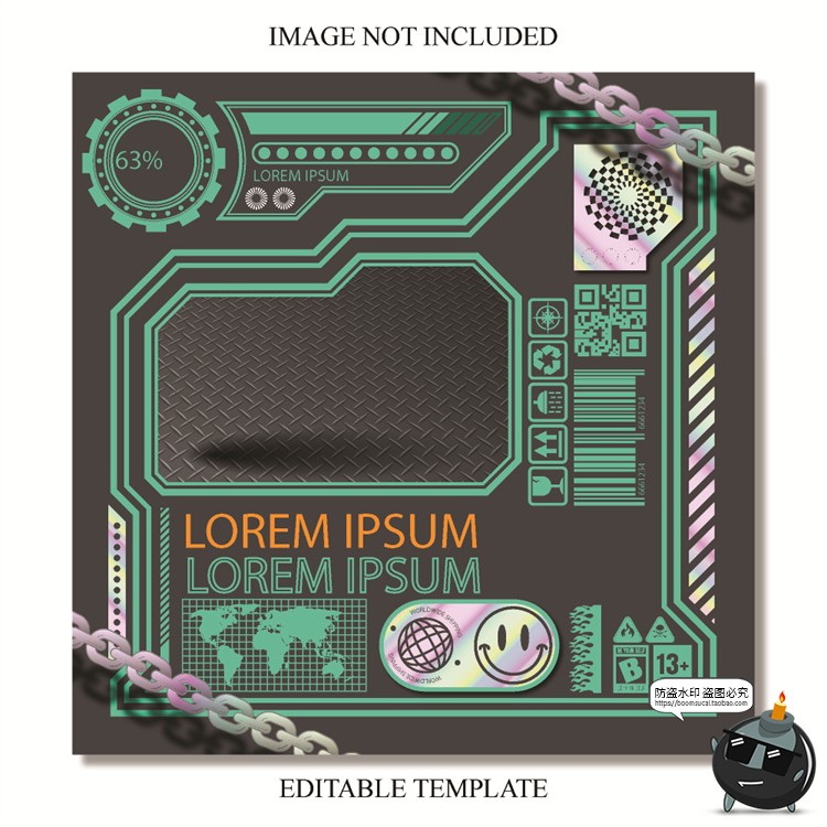 图片[5]-复古90年代赛博机能边框几何潮牌服装海报排版AI文件矢量模板素材-设计猿