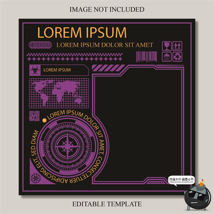 图片[6]-复古90年代赛博机能边框几何潮牌服装海报排版AI文件矢量模板素材-设计猿