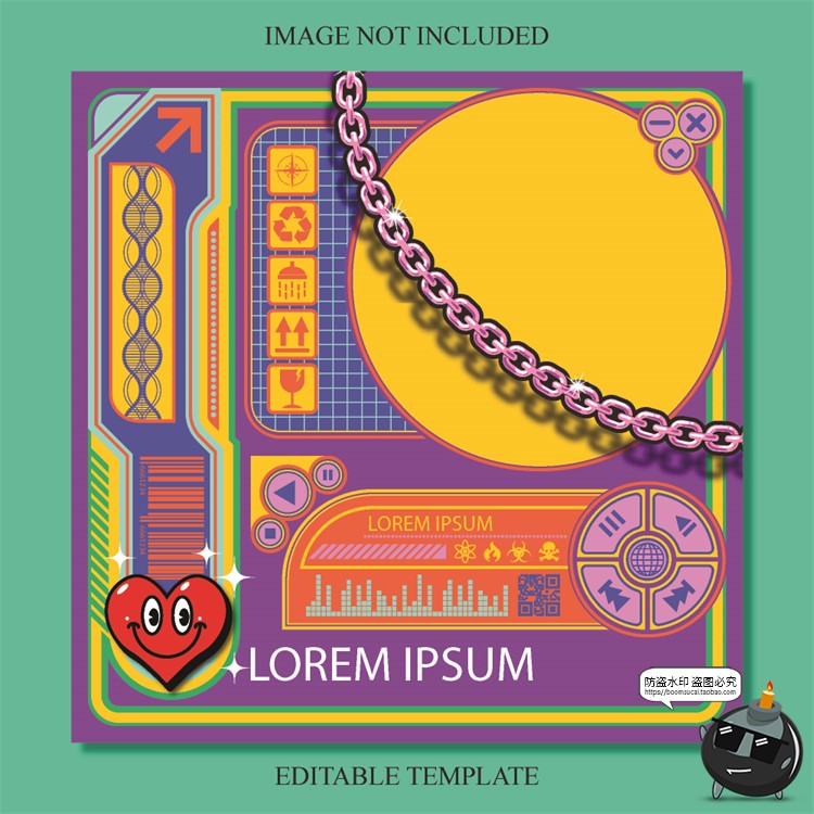 图片[9]-复古90年代赛博机能边框几何潮牌服装海报排版AI文件矢量模板素材-设计猿