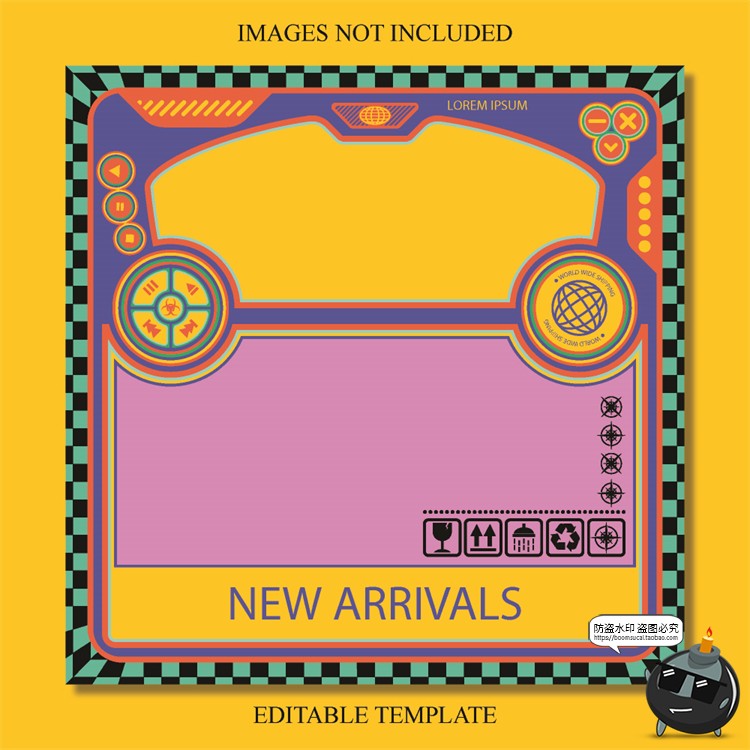 图片[10]-复古90年代赛博机能边框几何潮牌服装海报排版AI文件矢量模板素材-设计猿