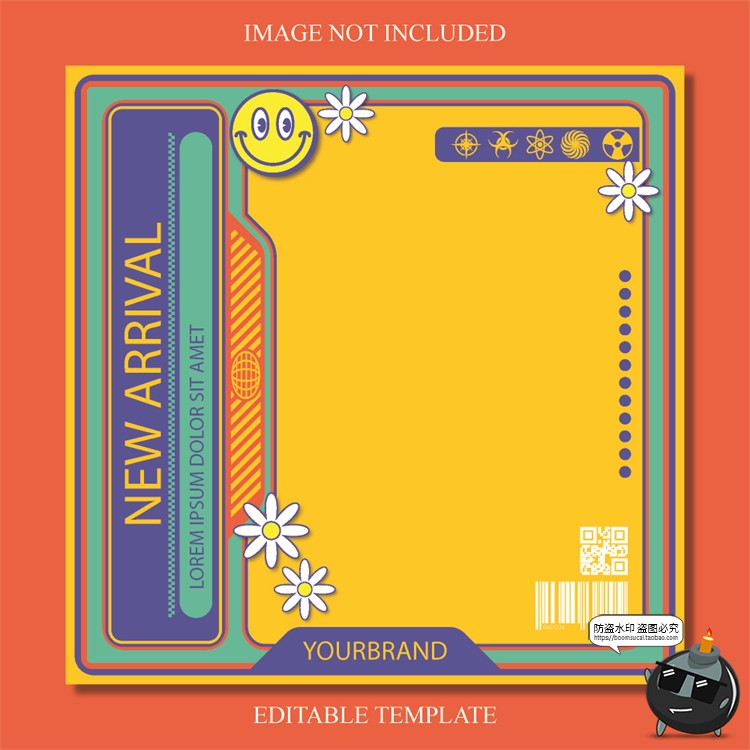 图片[12]-复古90年代赛博机能边框几何潮牌服装海报排版AI文件矢量模板素材-设计猿