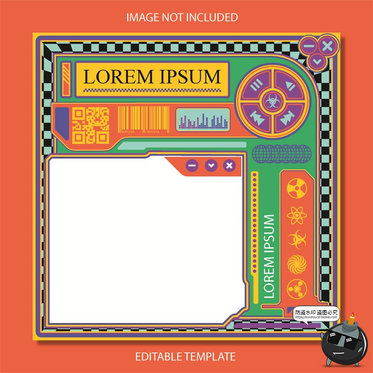 图片[15]-复古90年代赛博机能边框几何潮牌服装海报排版AI文件矢量模板素材-设计猿