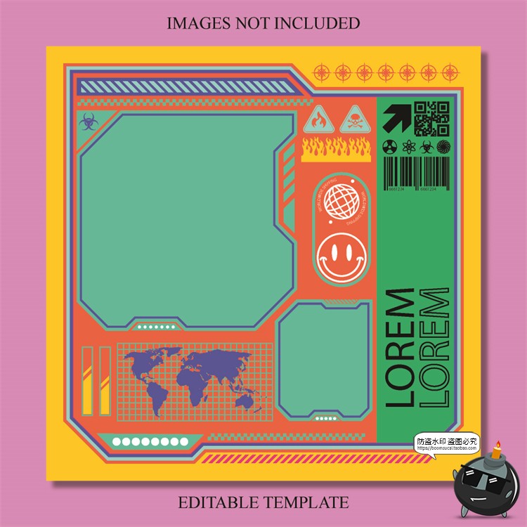 图片[16]-复古90年代赛博机能边框几何潮牌服装海报排版AI文件矢量模板素材-设计猿