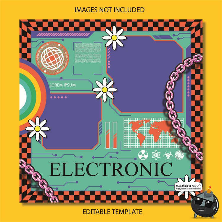 图片[20]-复古90年代赛博机能边框几何潮牌服装海报排版AI文件矢量模板素材-设计猿
