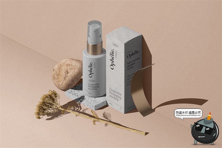 图片[5]-化妆品护肤品美妆包装盒石头名片卡片样机场景元素PSD模板PS素材-设计猿