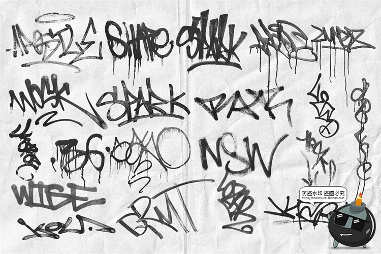 图片[3]-复古做旧艺术涂鸦喷漆喷涂街头风撕纸磨损废旧风后期PNG免抠素材-设计猿