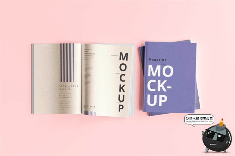 图片[1]-创意画册书籍本子杂志展开智能贴图效果图展示样机PSD模板PS素材-设计猿