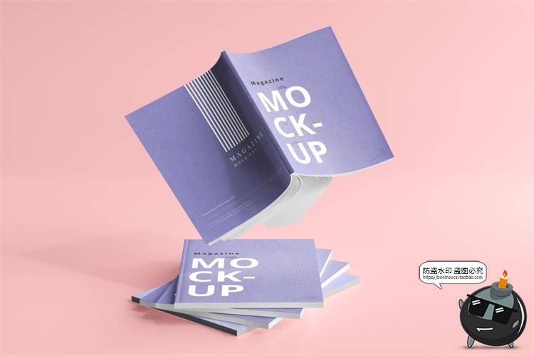 图片[2]-创意画册书籍本子杂志展开智能贴图效果图展示样机PSD模板PS素材-设计猿