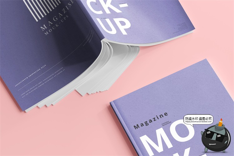 图片[5]-创意画册书籍本子杂志展开智能贴图效果图展示样机PSD模板PS素材-设计猿