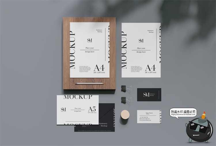 图片[1]-文创办公信函名片本子商务周边VI提案智能贴图样机PSD模板PS素材-设计猿