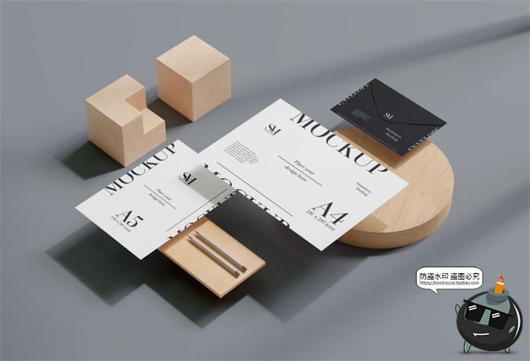 图片[17]-文创办公信函名片本子商务周边VI提案智能贴图样机PSD模板PS素材-设计猿