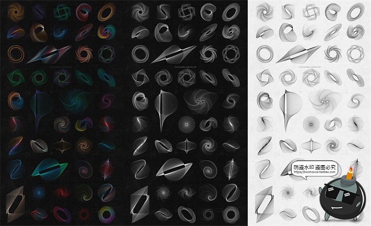 图片[2]-抽象艺术现代时尚3D网格线框线圈线条编织扭曲波浪背景底纹AI素材-设计猿