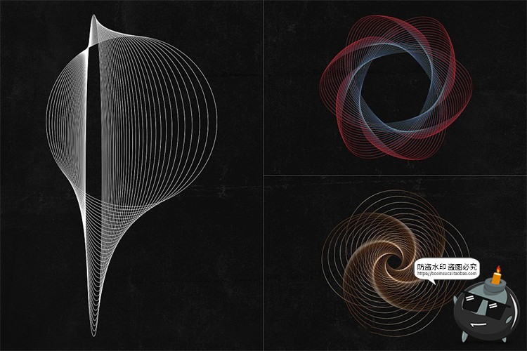 图片[4]-抽象艺术现代时尚3D网格线框线圈线条编织扭曲波浪背景底纹AI素材-设计猿