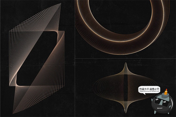 图片[5]-抽象艺术现代时尚3D网格线框线圈线条编织扭曲波浪背景底纹AI素材-设计猿