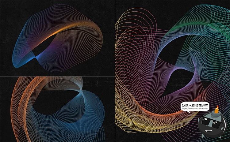 图片[7]-抽象艺术现代时尚3D网格线框线圈线条编织扭曲波浪背景底纹AI素材-设计猿