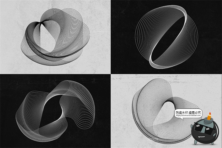 图片[11]-抽象艺术现代时尚3D网格线框线圈线条编织扭曲波浪背景底纹AI素材-设计猿