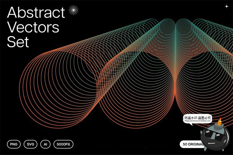图片[1]-艺术抽象科幻线性3D网格扭曲编织几何图形背景纹理底纹ai矢量素材-设计猿