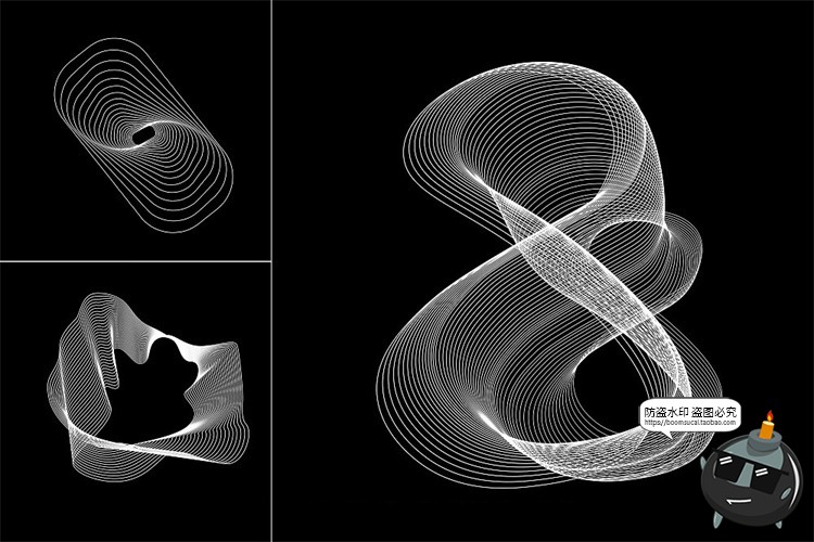 图片[2]-艺术抽象科幻线性3D网格扭曲编织几何图形背景纹理底纹ai矢量素材-设计猿
