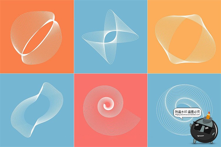 图片[4]-艺术抽象科幻线性3D网格扭曲编织几何图形背景纹理底纹ai矢量素材-设计猿