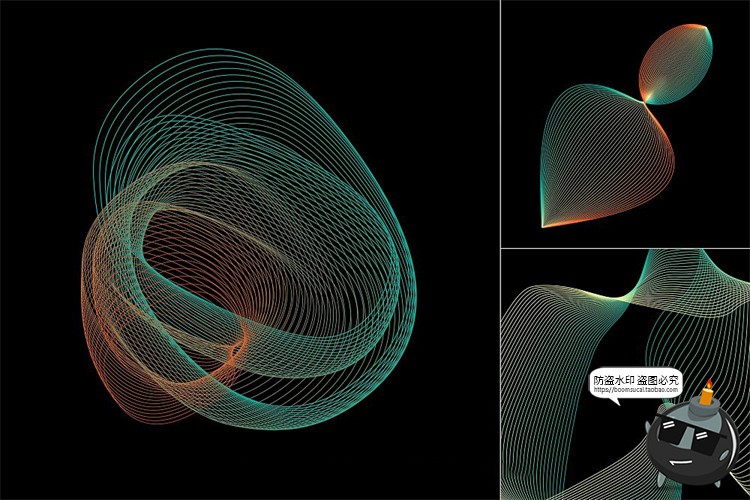 图片[5]-艺术抽象科幻线性3D网格扭曲编织几何图形背景纹理底纹ai矢量素材-设计猿