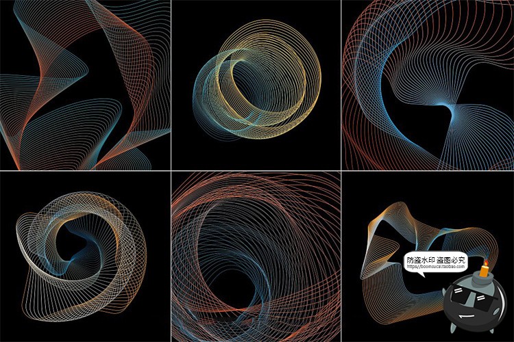 图片[7]-艺术抽象科幻线性3D网格扭曲编织几何图形背景纹理底纹ai矢量素材-设计猿