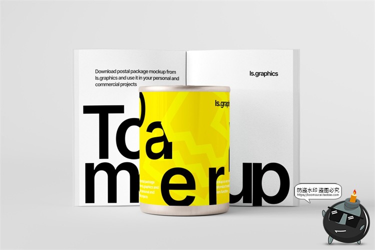 图片[1]-圆形罐装筒罐海鲜罐头密封真空压缩金属铁罐包装样机PSD模板素材-设计猿