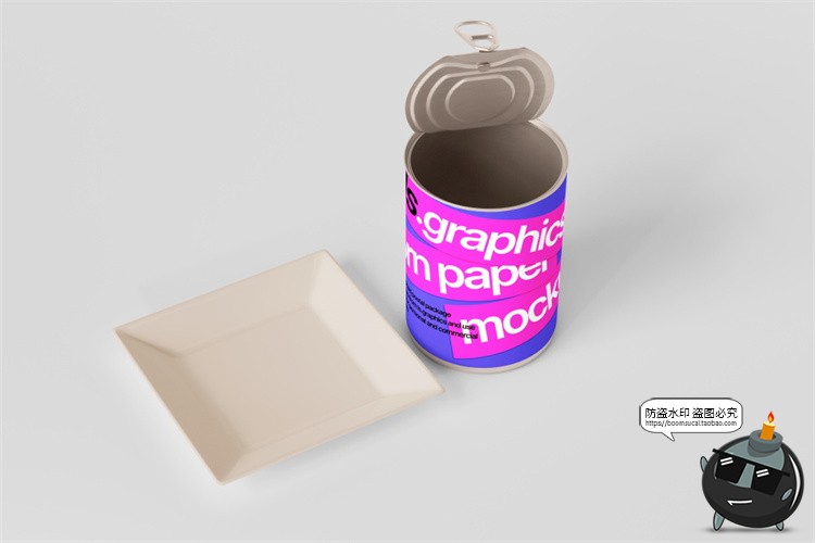 图片[2]-圆形罐装筒罐海鲜罐头密封真空压缩金属铁罐包装样机PSD模板素材-设计猿