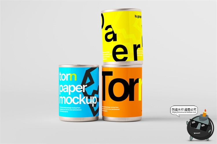 图片[3]-圆形罐装筒罐海鲜罐头密封真空压缩金属铁罐包装样机PSD模板素材-设计猿