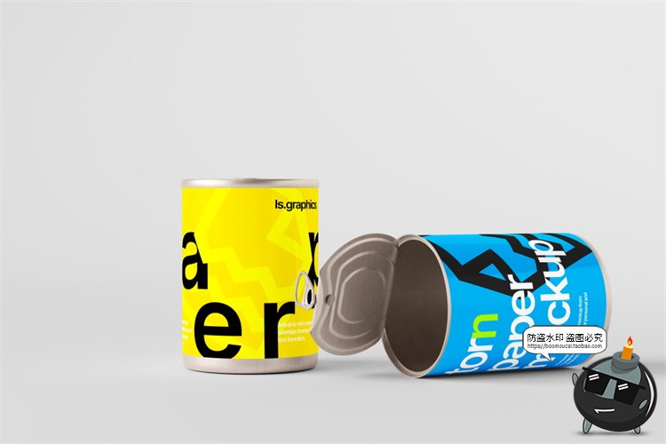 图片[4]-圆形罐装筒罐海鲜罐头密封真空压缩金属铁罐包装样机PSD模板素材-设计猿