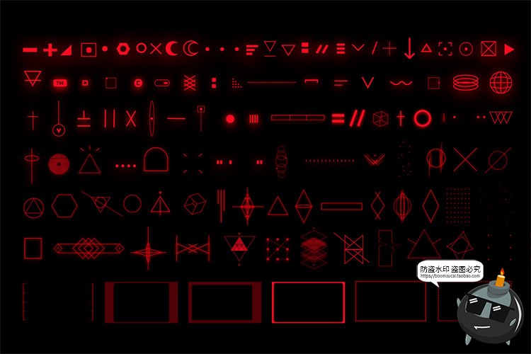 图片[2]-赛博朋克猩红色单色极简科幻未来主义形状艺术PNG免抠图PSD素材-设计猿