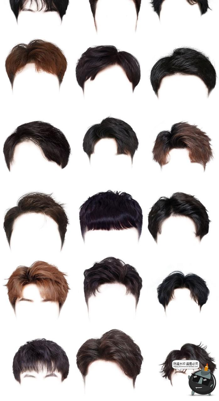 图片[12]-证件照男女发型合集韩式卷发盘发丸子头学生头发刘海后期PNG免抠PSD素材-设计猿