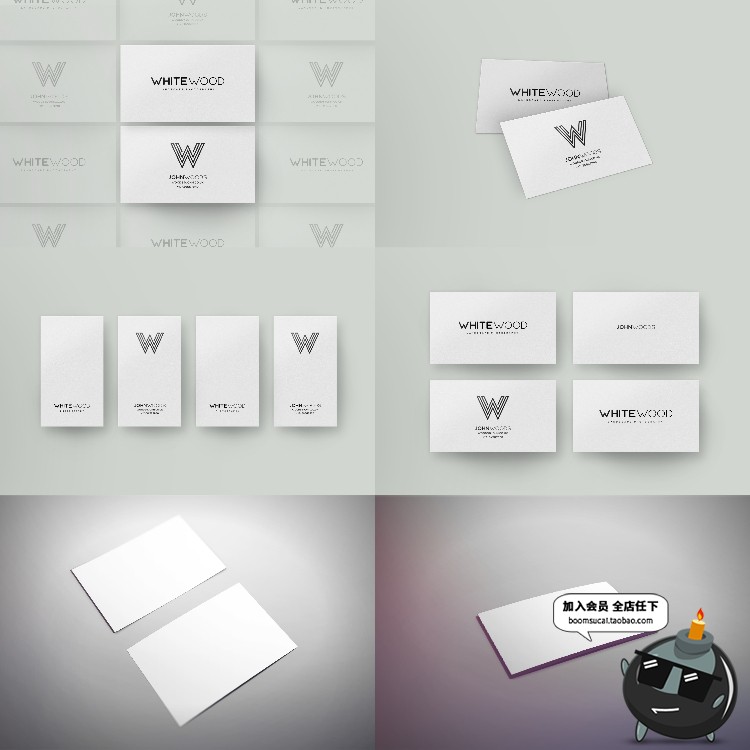 图片[2]-贺卡明信片邀请函智能贴图对折卡片展示效果VI样机PSD模板PS素材-设计猿