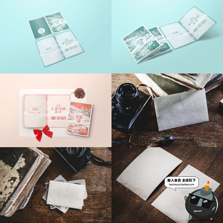 图片[8]-贺卡明信片邀请函智能贴图对折卡片展示效果VI样机PSD模板PS素材-设计猿