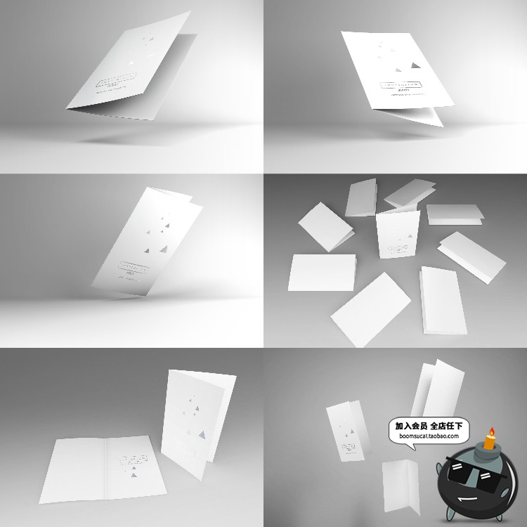 图片[10]-贺卡明信片邀请函智能贴图对折卡片展示效果VI样机PSD模板PS素材-设计猿