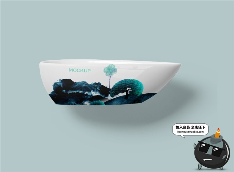 图片[8]-陶瓷餐饮盘子碗餐具智能贴图文创样机VI效果展示模板PSD设计素材-设计猿