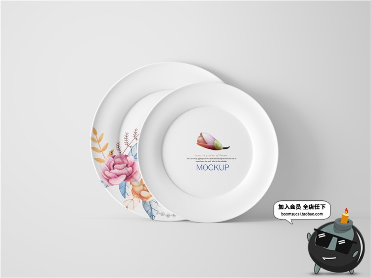 图片[29]-陶瓷餐饮盘子碗餐具智能贴图文创样机VI效果展示模板PSD设计素材-设计猿