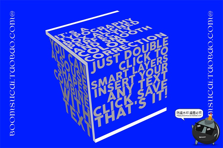 图片[1]-潮流三维3D立体多角度文字立方体几何Logo特效样机PSD模板PS素材-设计猿