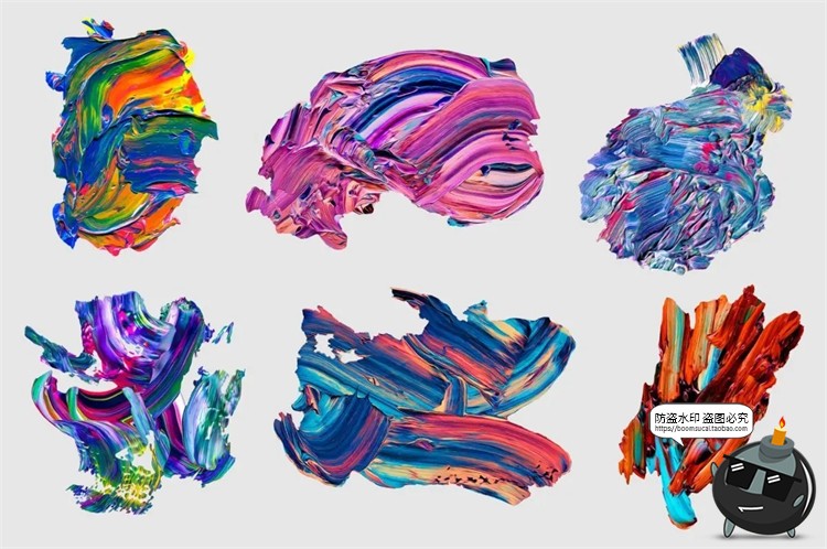 图片[9]-油漆颜料专题艺术染料涂鸦绘画油画色块PNG免抠装饰元素PSD素材-设计猿