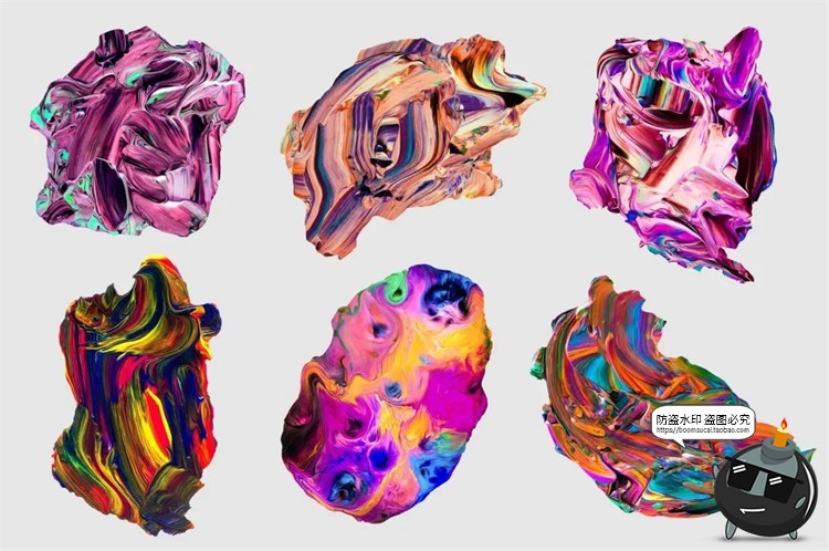 图片[10]-油漆颜料专题艺术染料涂鸦绘画油画色块PNG免抠装饰元素PSD素材-设计猿