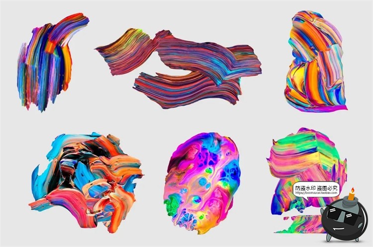 图片[11]-油漆颜料专题艺术染料涂鸦绘画油画色块PNG免抠装饰元素PSD素材-设计猿