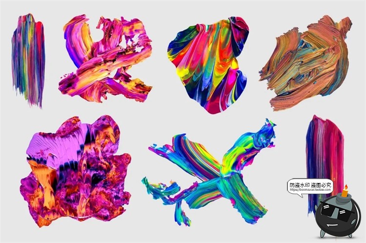 图片[12]-油漆颜料专题艺术染料涂鸦绘画油画色块PNG免抠装饰元素PSD素材-设计猿