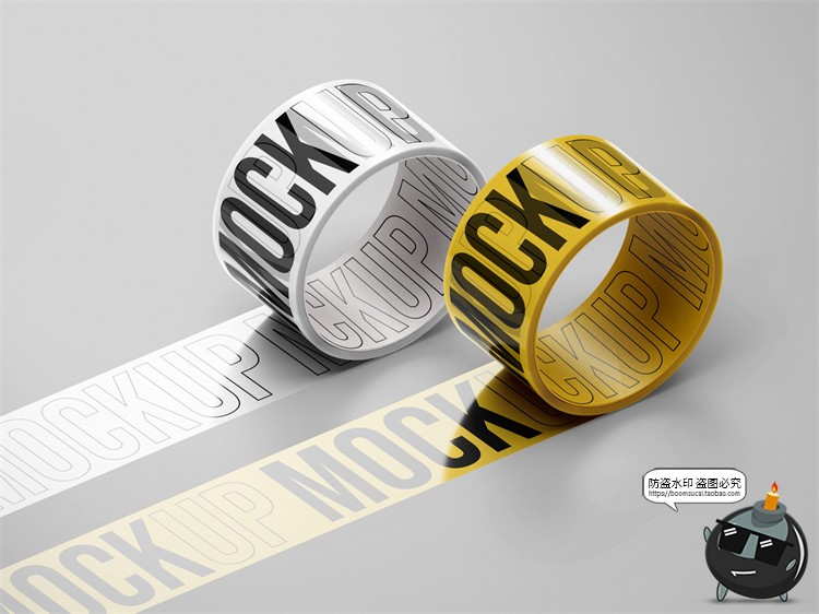 图片[2]-潮流文创时尚半透明logo胶带文具贴图展示效果样机PSD模板素材-设计猿