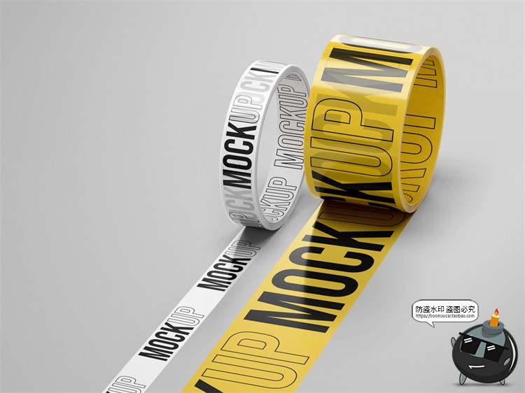 图片[3]-潮流文创时尚半透明logo胶带文具贴图展示效果样机PSD模板素材-设计猿