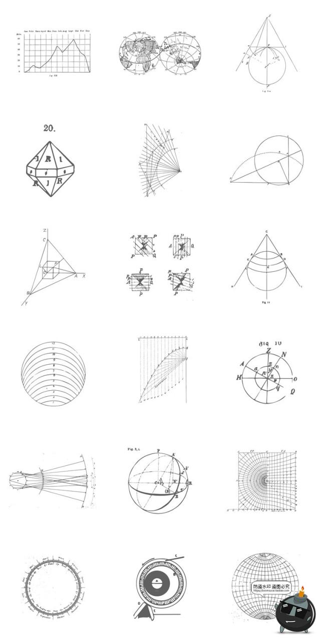 图片[2]-复古机能数理图稿手绘数学公式手稿草图PNG草稿背景底纹AI素材-设计猿